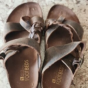 White Mountain Dark Brown Braided Sandals